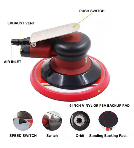 자체 진공 150mm 에어 샌더 페인팅 도구