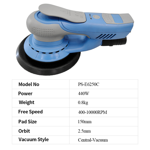 Pandas 6인치 400-10000rpm 2.5mm 궤도 산업용 등급 가변 속도 브러시리스 전기 랜덤 트랙 샌딩 머신